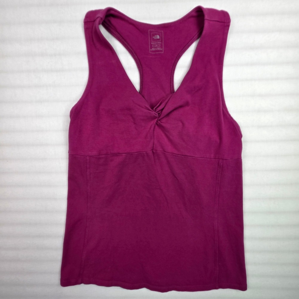 The North Face Womens Magenta Purple Twist Front Racerback Shelf Bra Tank Top L